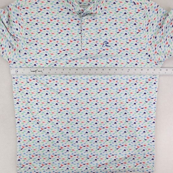 Rhoback The Jurassic Polo Shirt Large Multicolor Dinosaur AOP Performance Golf - Picture 9 of 12